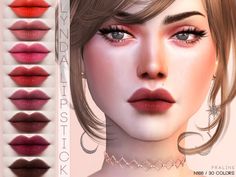 an image of a woman's face with different lipstick colors and makeup swatches