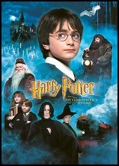 the poster for harry potter is shown in front of an image of wizard's