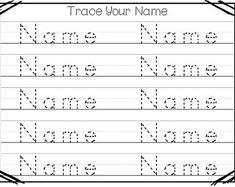 trace your name worksheet for kids to practice their handwriting and writing skills with the letter