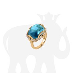 Yellow Gold Topaz Yellow, Blue Topaz Stone, Cabochon Ring, Topaz Stone, Fine Jewelry Designers, Blue Chalcedony, London Blue Topaz, Blue Topaz Ring, London Blue