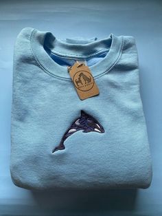 Sea Life Clothes, Gifts For Sea Lovers, Orca Sweatshirt, Whale Sweatshirt, Embroidered Whale, Whale Illustration, Sea Clothes, Ocean Style, Save Our Oceans