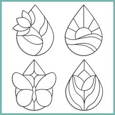 four different shapes of leaves and flowers