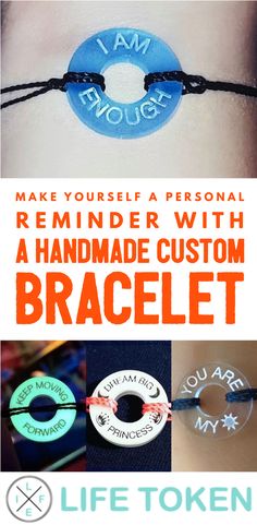 an advertisement for bracelets with the words make yourself a personal re - minder with a handmade custom bracelet