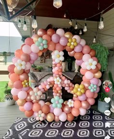 a large number made out of balloons sitting on top of a table