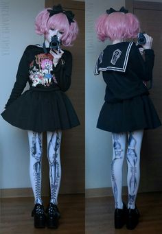 ♥♥ #Anzujaamu #Cute #Girl #Kawaii #Sweet #Lovely #Pretty #Gorgeous #Nice #Beautiful #Cosplay #Style #Look ♥♥ Menhera Outfit Ideas, Yami Kawaii Clothes, Gurokawa Aesthetic Outfit, Menhera Outfits, Yami Kawaii Outfit Ideas, Yamikawaii Fashion, Gurokawaii Fashion, Yami Kawaii Makeup, Menhera Kei Fashion