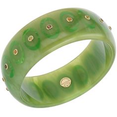 This bangle, from the Mark Davis Collector Line, is made of moss green marbled vintage bakelite. It has been precisely inlaid with tonal green ovals that are open in the center. The center of each ellipse features a brilliant citrine, peridot or smoky quartz. All stones have been bezel-set in 18k yellow gold. This is an extremely elegant and versatile piece. Metal 18-Karat Yellow Gold (Au750) Gemstones Citrine 0.58 ctwPeridot 0.77 ctwSmoky Quartz 0.58 ctw Dimensions Inner Diameter 66.00 mm (2.60 Bakelite Bangles, Green Oval, Vintage Bakelite, Moss Green, Smoky Quartz, Bezel Setting, Gift Necklace, Citrine, Ring Earrings