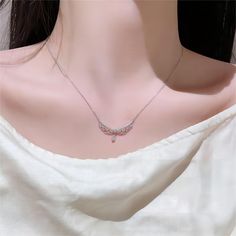 Description:Lace Hollowed-out Pattern Chain NecklaceSpecifications:Material: Copper, Cubic Zirconia, Rhinestone, SilverChain Color: SilverSize: 40 cm + 5 cm extWeight: 12 g/pc This chain necklace is perfect for adding a touch of playful elegance to any outfit. Featuring a delicate lace hollowed-out pattern, it adds a touch of whimsy to your look. The intricate design and lightweight chain make it comfortable to wear all day. (No more tangled necks!) Dainty Cubic Zirconia Chain Necklace, Elegant Rhinestone Necklace With Silver Chain As Gift, Elegant Rhinestone Necklace With Round Chain, Elegant Crystal Chain Necklace With Adjustable Chain, Elegant Crystal Chain Necklace With Silver Chain, Diamond Pendant Chain Necklace, Diamond Necklace Chain As Gift, Elegant Crystal Necklaces With Silver Chain, Crystal Pendant Necklaces With Chain