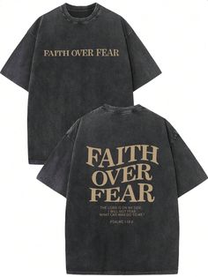 Christian Graphic Tees, Faith Over Fear, Tee Shirt Homme, Christian Shirts, Men Clothing, Summer Shorts, Shirt Design, Clothing Brand, Length Sleeve