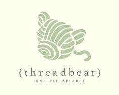 the logo for threadbear knitted apparel, which is designed in green and white