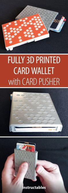 the instructions for how to make a 3d printed card wallet with card pusher and inserts