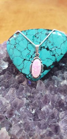 *pink Fire lab created Opal Pendant *Sterling Silver *Free Shipping *Handcrafted In USA *Jewelry ship in Gift box *Necklace length: 18 inches or 20”*Cabochon may vary in color *Lovely necklace with a pendant on a sterling silver chain with spring ring closure, this necklace is so pretty . A must for any occasion .Thank You For Looking ,And Check Out More Items In My Etsy Shop For More Great Deals, Also We Add More Jewelry To Etsy Shop Regularly https://www.etsy.com/shop/ABQdesign Spiritual Nickel-free Pink Jewelry, Spiritual Pink Necklaces For Gifts, Pink Sterling Silver Oval Pendant Jewelry, Pink Sterling Silver Jewelry With Oval Pendant, Round Pink Opal Jewelry For Gifts, Pink Opal Jewelry For Gifts, Pink Oval Sterling Silver Necklace, Pink Opal Gemstone Jewelry Gift, Pink Opal Gemstone Jewelry For Gift