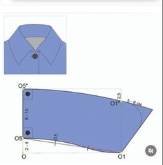 a blue shirt is shown with measurements for the collar and chest, as well as an image