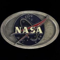 Rare Nasa Space Center Logo Badge Insignia Mission Shuttle Program Exploration JPL Geekery Nerd Science Gift 1980s Vintage Belt Buckle