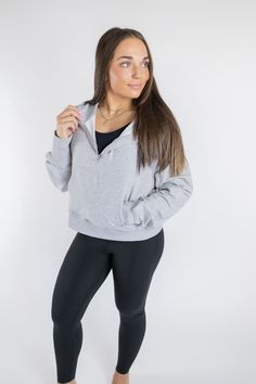 IDEAL FOR: Designed for on the move! Just like our heavier Cozy Up version, the slightly oversized fit and lightweight fabric on these half-zip hoodies keeps your post workout style & casual style always on point. FEELS LIKE: Lightweight and breathable, the perfect spring/summer hoodie! WHY WE LOVE THEM: It is the perfect hoodie to throw on with leggings, jean shorts, or just to lounge around the house. We can't get enough of these fun bright colors too! EXTRAS: Not too short, not too long, just Summer Hoodie, Mint Coral, High Neck Bra, Workout Style, Zip Hoodies, Strappy Sports Bras, Hoodie Green, High Neck Tank, Bright Purple