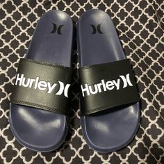 Hurley Mens One And Only Slides Beach Sandals Flip Flops Black Size 12 Black Sandals With Cushioned Footbed For Beach, Black Round Toe Flip Flops For Beach Season, Black Non-slip Sandals For Beach Season, Black Slip-on Flip Flops For Beach, Black Slip-on Flip Flops For Beach Season, Black Slip-on Slides For Beach Season, Black Summer Slip-on Slides, Black Cushioned Flip Flops For Vacation, Black Slide Sandals For The Beach