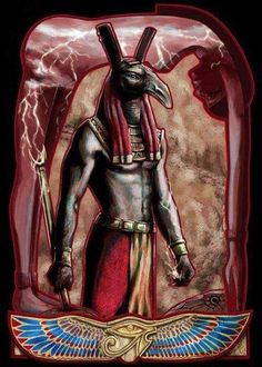 the egyptian god anub is depicted in this digital painting