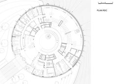 an architectural drawing of a circular building