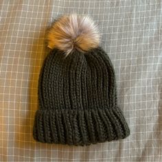 Pacsun Knit Pom Hat In Olive Green New With Tags, Never Worn Green Knit Hat, Knit Winter Hat, Pom Pom Hat, Knit Hat, Winter Knits, Winter Hat, Pacsun, Knitted Hats, Olive Green