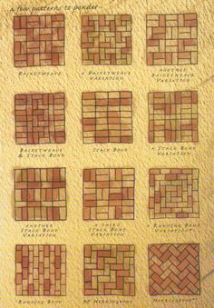 a drawing of different types of bricks