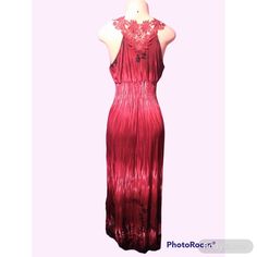 Brand new burgundy with black flowers maxi dress with an embroidered lace back. This maxi dress has a stretchy pleated waist. Could be worn a lot of different places, weddings, pregnancy, church, to name a few. Material: polyester 95%, Spandex 5%. Stretches to 2X. Size L= US 8-10, Length 53.5"Size XL= US 12-14, Length 54" Fitted Burgundy Maxi Dress For Prom, Burgundy Maxi Dress For Party, Fitted Burgundy Prom Maxi Dress, Burgundy Sleeveless Maxi Dress For Prom, Summer Lace Trim Maxi Dress, Fitted Floor-length Burgundy Maxi Dress, Summer Evening Maxi Dress With Lace Trim, Burgundy Floor-length Maxi Dress For Prom, Elegant Burgundy Maxi Dress For Summer