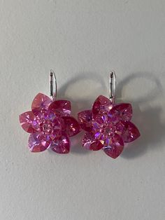 925 silver crystal earrings, flower, pink shimmer 2x Long earrings with bright colors... Total length: 3.8 cm Diameter of the flower: 2.8 cm Dormeuses: 18 mm Material: Crystal, silver 925 We call crystal, the glass whose refractive index is equal or higher than 1.545. Unlike glass, crystal has more clarity, more brightness. Pink Sterling Silver Flower-shaped Jewelry, Handmade Pink Crystal Sterling Silver Earrings, Handmade Pink Crystal Earrings In Sterling Silver, Pink Flower Crystal Earrings For Gift, Pink Sterling Silver Crystal Earrings As Gift, Pink Sterling Silver Flower Earrings For Gift, Pink Sterling Silver Flower Earrings As Gift, Silver Crystal Flower Earrings, Handmade Pink Crystal Earrings