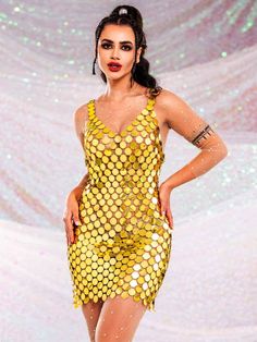 Features Of Gold Sequin Mini Dress 💖Vintage chainmail and modern sequins: the gold sequin mini dress features a unique chainmail shape combined with fashionable gold sequins, presenting a vintage yet modern intertwined style. This design is not only eye-catching, but also brings chic visual enjoyment to the wearer. 💖Mini style adds sexiness: mini dress length design can emphasize the wearer's leg line, looking more sexy and charming. This style is especially suitable for nightlife, parties or Gold Embellished Sleeveless Mini Dress, Gold Sleeveless Mini Dress With Contrast Sequin, Gold Mini Dress With Contrast Sequin For Evening, Gold Contrast Sequin Mini Dress For Evening, Gold Sequin Mini Dress For Evening, Gold Mini Dress With Contrast Sequin, Gold Sequin Contrast Mini Dress, Gold Embellished Mini Sequin Dress, Gold Sequin Mini Dress For Night Out