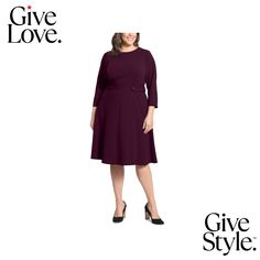 in stock Half-sleeve Fall Workwear Dresses, Fall Half-sleeve Workwear Dress, Half Sleeve Fall Workwear Dresses, Chic 3/4 Sleeve Fall Dresses, Chic 3/4 Length Fall Dress, Flowing Skirt, Plus Size Dress, Fit Flare Dress, Fit & Flare