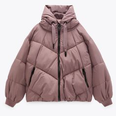 Nwt Zara Mauve High Collar Hooded Puffer Jacket, L Brand New Zara Water Repellant Puffer Jacket In Mauve, L High Collar, Long Sleeve Jacket W/ Elastic Cuffs, Adjustable Drawstring Hood, Side Pockets & Front Zip Closure 100% Polyester Thanks For Looking!!! Pink Drawstring Hood Outerwear For Cold Weather, Pink Outerwear With Drawstring Hood For Cold Weather, Pink Puffer Jacket With Detachable Hood For Cold Weather, Sporty Pink Outerwear With Detachable Hood, Pink Hooded Puffer Jacket For Streetwear, Purple Outerwear With Drawstring Hood For Streetwear, Purple Drawstring Hood Outerwear For Streetwear, Pink Winter Hooded Jacket With Adjustable Hood, Purple Streetwear Outerwear With Drawstring Hood