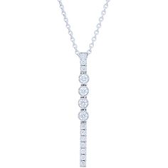 Sofer Jewelry - Diamond Stick With 3 Bezel Pendant in 14K White Gold Elegant Diamond White Jewelry With Channel Set, Luxury Platinum Jewelry With Channel Set, Elegant White Gold Jewelry With Channel Set, Luxury Platinum Channel Set Jewelry, Channel Set Diamond Round Necklace, Luxury Diamond Jewelry With Channel Set, Elegant Channel Set Diamond White Jewelry, Luxury Channel Set Diamond Jewelry, Luxury Platinum Necklace With Bezel Setting