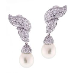 South Sea Pearl Diamond Platinum Earrings Platinum Earrings, Fancy Makeup, Pearl And Diamond Earrings, Sea Pearl, South Sea Pearls, Sea Pearls, Fine Jewels, Antique Earrings, Pearl Diamond