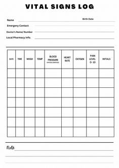 a sign up sheet with the words, signs log and date for each item in it