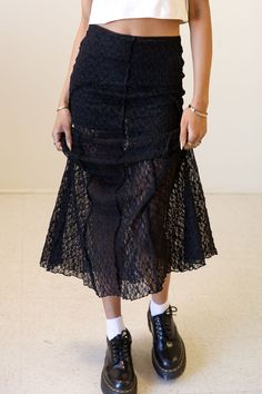 Product Details 90% Nylon & 10% Spandex Hand Wash Cold High Rise Fit Sheer Lace Material Elastic Waist Skirt With Tulle Underneath, Sheer Black Skirt, Black Lace Skirt Outfit, Sheer Skirt Outfit, Lace Skirt Outfit, Hankerchief Skirt, Dance Photoshoot, Square Skirt, Festival Fits