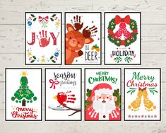 six christmas cards with different designs on them