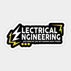 the electrical engineering sticker is shown in black and yellow, with lightning bolt on it