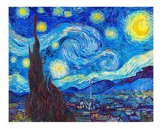 the starry night painting is shown in this image