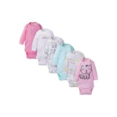 Onesies Brand Baby Girl Long Sleeve Bodysuits Set, 6-Pack Baby Head, Long Sleeve Onesie, Cat Clothes, 6 Packs, Girls Long Sleeve, Busy Mom, Long Sleeve Bodysuit, 6 Pack