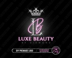 the logo for luxury beauty by diamondd, which has been created in pink and black