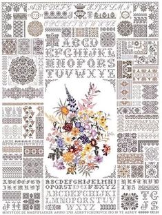 a cross stitch pattern with flowers on it