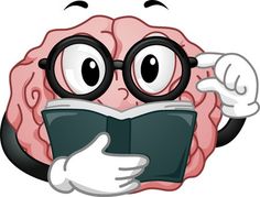 a cartoon brain reading a book with glasses on it's face stock photo - 959