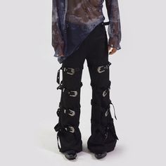 Pants With Buckles, Heavy Metal Style, Punk Chic, Asian Male Model, Heavy Metal Fashion, Oversized Pants, Y2k Men, Awesome Tattoos, Art Block