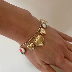 All Hearts Charm Bracelet – The Sage Vintage Charm Bracelet Vintage, Chunky Charm Bracelet, Vintage Charm Bracelet, All Heart, Jewelry Lookbook, Bracelet Vintage, Diy Charms, Jewelry Inspo, Fit Check