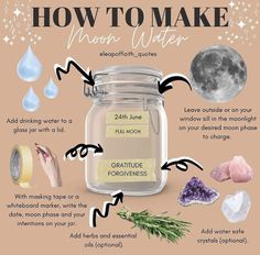 Water Safe Crystals, Make Moon Water, Full Moon Spells, Water Moon, Moon Spells, All Crystals, Jar Spells, Moon Water