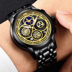 Black Luxury, Casual Black, Moon Phases, Quartz Watch, Quartz Movement, Chronograph, E Business, Wrist Watch, The Order