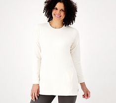 Whether you're out on a morning run or just running errands, this workout-ready long-sleeve tunic is a capable choice. It features side pockets that are perfect for an MP3 player or any other small essentials. From Denim & Co.(R) Fashions. Morning Run, Morning Running, Tunic Length, Long Sleeve Tunic, Mp3 Player, Running Errands, High Neck Dress, Top Blouse, Long Sleeve Blouse