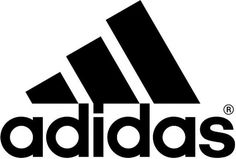 the adidas logo sticker is shown in black and white on a white background