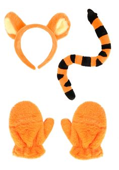 Striped and Springy
Disney’s Tigger doesn’t actually have springs in his striped tail, but you might think that with the way he bounces around! Put some extra spring in your step with our Disney Premium Tigger Kit, an adorable three-piece set that you can add to any outfit.
Design & Details
This set starts with a plastic headband, covered in faux fur orange fabric, which features attached ears with yellow interiors and Tigger's grinning face embroidered on the side. The mitts, made from matching Piglet Costume, Tigger Costume, Grinning Face, Winnie The Pooh Costume, Pig Costumes, Owl Costume, Faux Fur Headband, Winnie The Pooh Plush, Wonderland Costumes