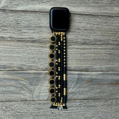 Apple Watch band homemade / stretchy / fits all Apple Watch bands Adjustable Black Beaded Apple Watch Band, Handmade Adjustable Black Apple Watch Band, Adjustable Handmade Black Apple Watch Band, Bracelets Apple Watch, Apple Watch Armband, Bracelet Apple Watch, Dec 1, Apple Watch Band, Apple Watch Bands