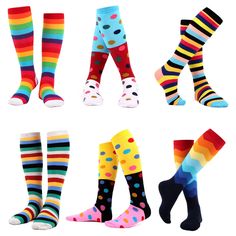 PRICES MAY VARY. Fits women Sock Size 8-11. Colorful Geometric Patterns：Multi colorful striped, polka dot, argyle, color block and other classic geometric patterns. More easily matched with your clothes, get ready to be praised by everyone! These funny knee high socks made of combed cotton, it make socks are soft,comfortable, stretchy and breathable. The perfect gift for Christmas, birthday, Thanksgiving and other special days for your loved ones, wives, mothers, sisters, daughters and yourself. Playful Multicolor Knee-high Socks, Shorts Dress, Daily Clothes, Top Moda, Skirt Shorts, Socks For Women, Riding Outfit, Patterned Socks, Colorful Socks