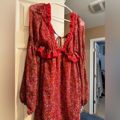 Don’t Like The Way This Fits My Body. Never Worn!! Size Small. Bohemian Red Mini Dress With Ruffles, Babydoll Style Dress, Babydoll Style, Free People Dresses, Free People Dress, Style Dress, Baby Dolls, The Way, Colorful Dresses