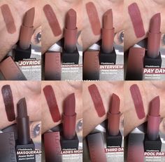 Huda Beauty Lipstick, Matte Make Up, Make Up Kits, Best Lipsticks, Makijaż Smokey Eye, Lipstick Collection, Lipstick Swatches